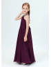 Beaded Halter Purple Chiffon Junior Bridesmaid Dress